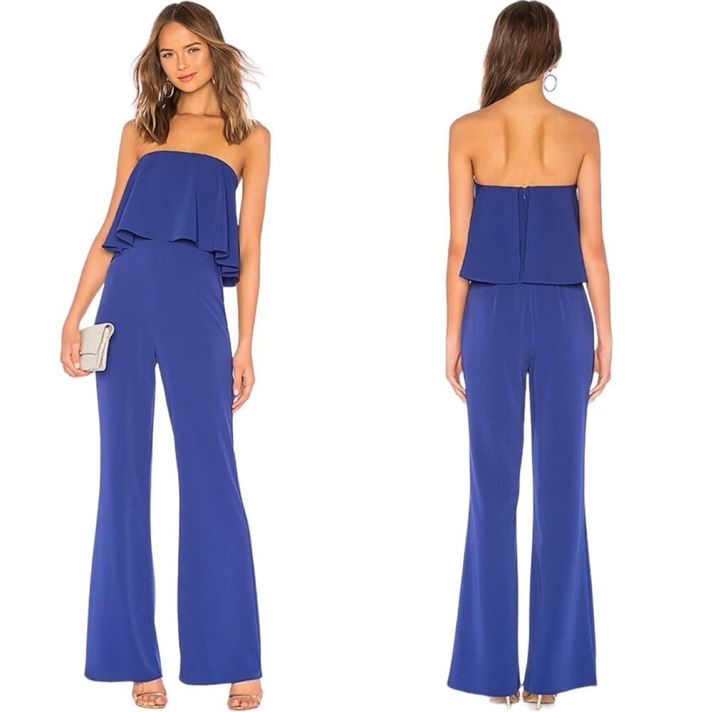 Lovers + Friends Royal Blue Strapless Jumpsuit Size Small
